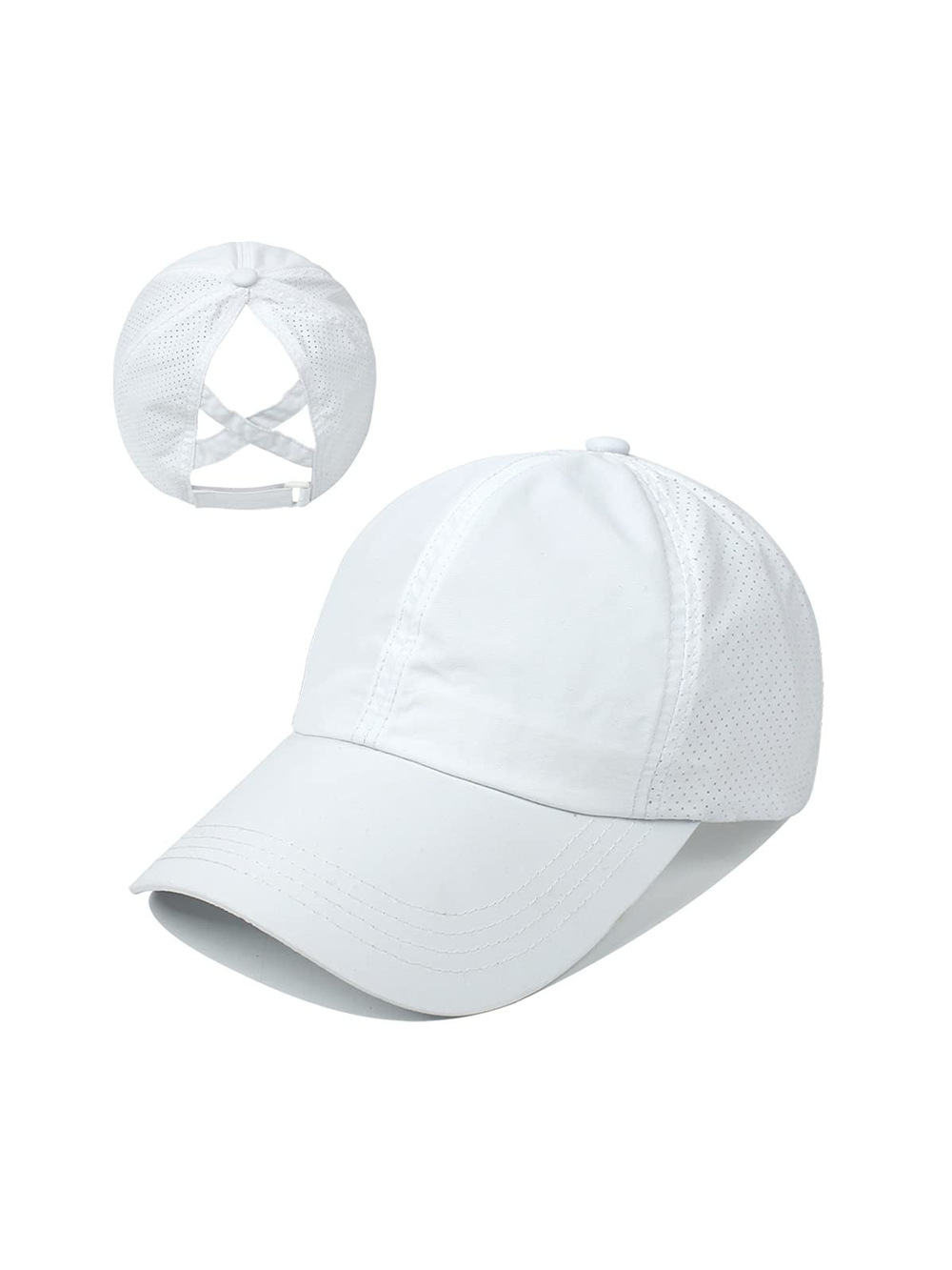 Cross Hat Womens Baseball Cap -Cross Ponytail Hat Baseball Cap | White | Size OS